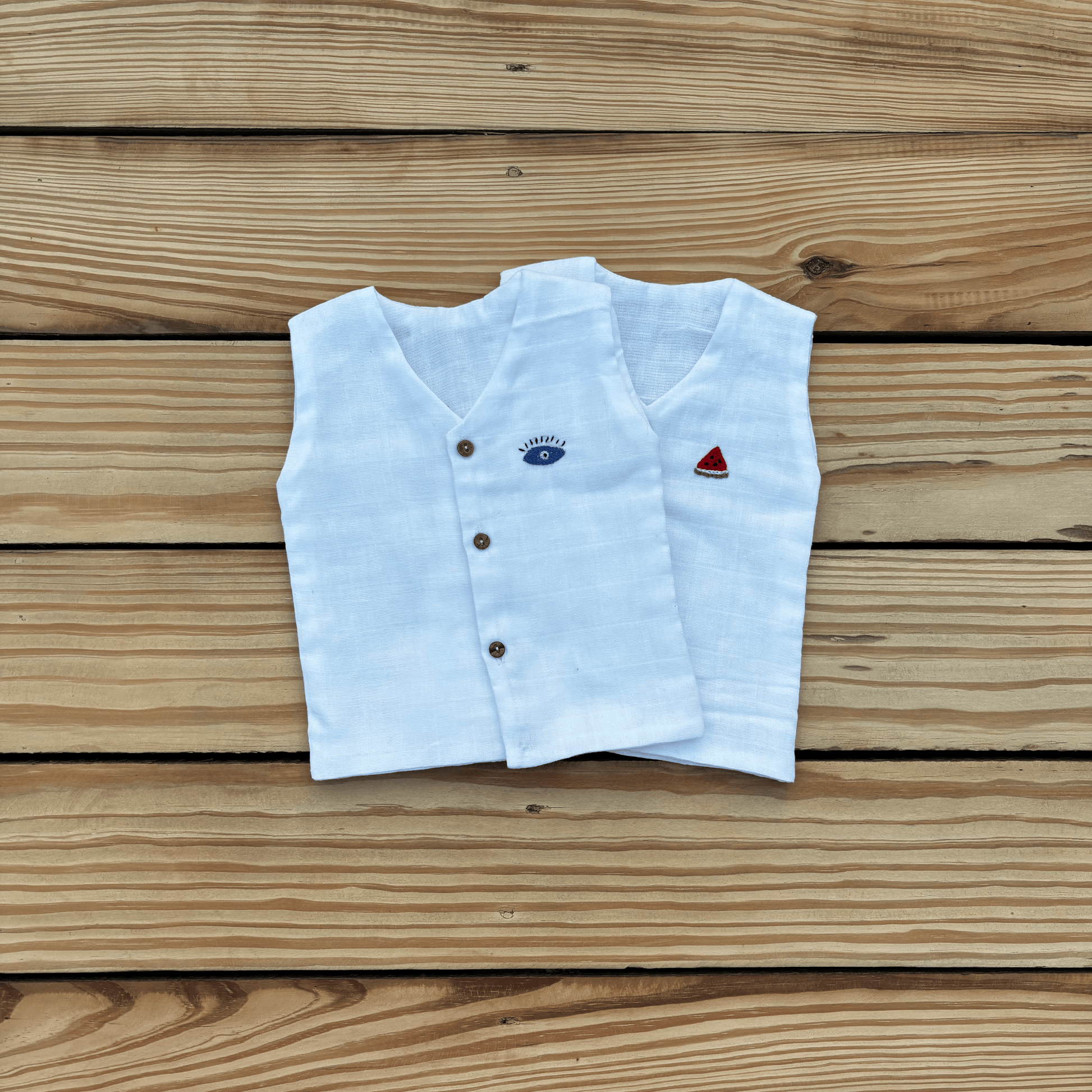 Zoey Muslin Vests Baby Muslin Vests - Set of 2 (White)