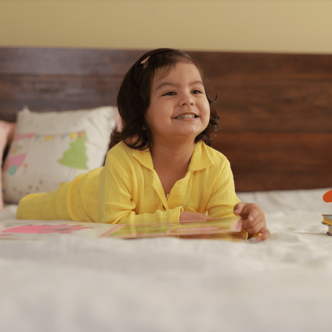 Zoey night suit Lemon Drop Organic Muslin Nightsuit