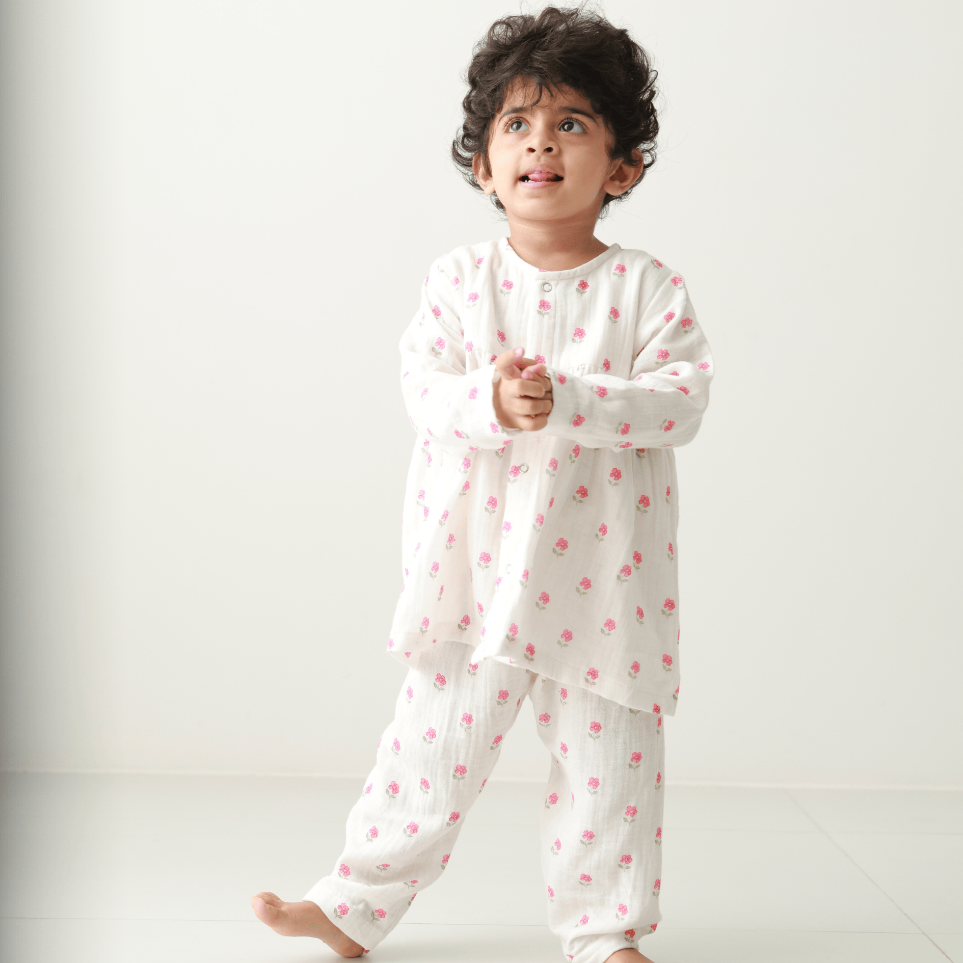 Zoey night suit Morning Cuddles Muslin Girls Night Suit