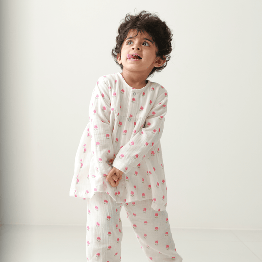 Zoey night suit Morning Cuddles Muslin Girls Night Suit