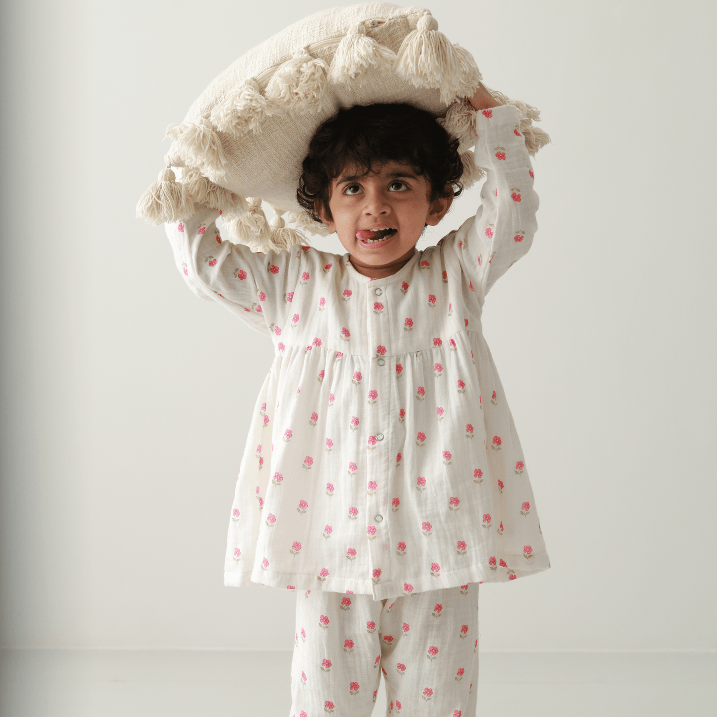 Zoey night suit Morning Cuddles Muslin Girls Night Suit
