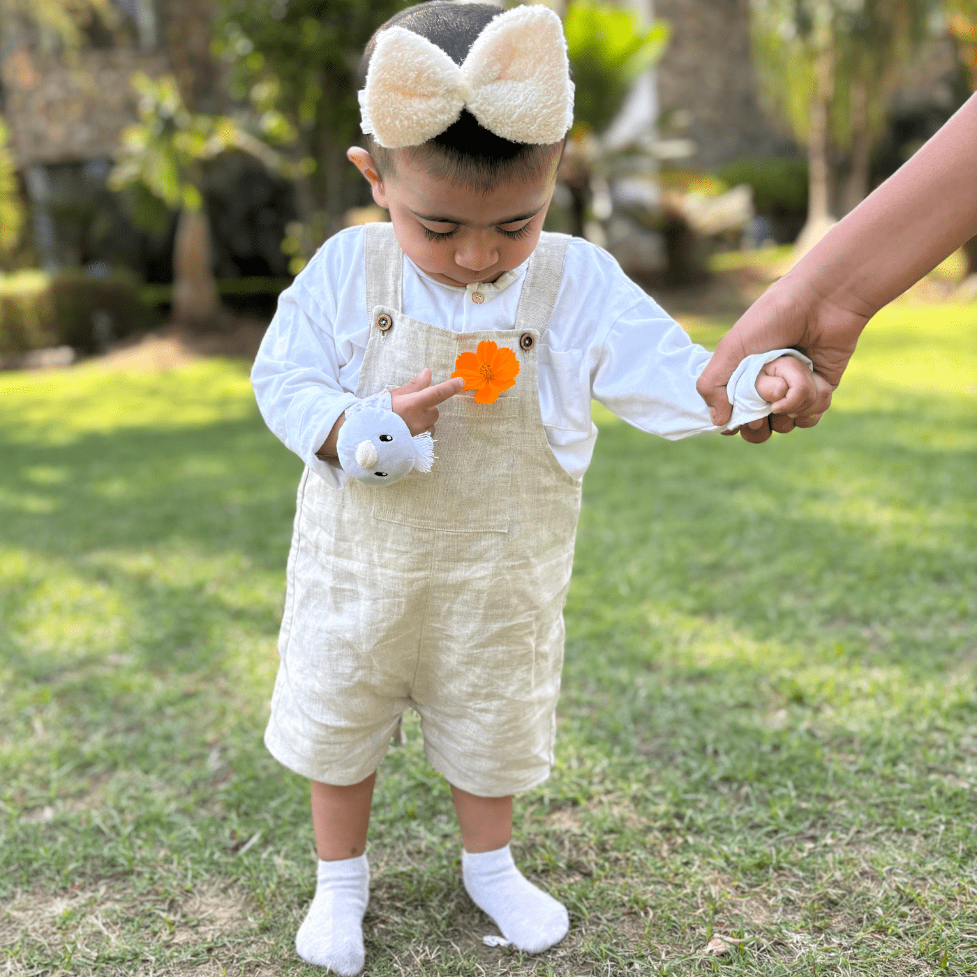 Zoey romper Pocketful of Play Linen Cotton Unisex Dungaree (Beige)