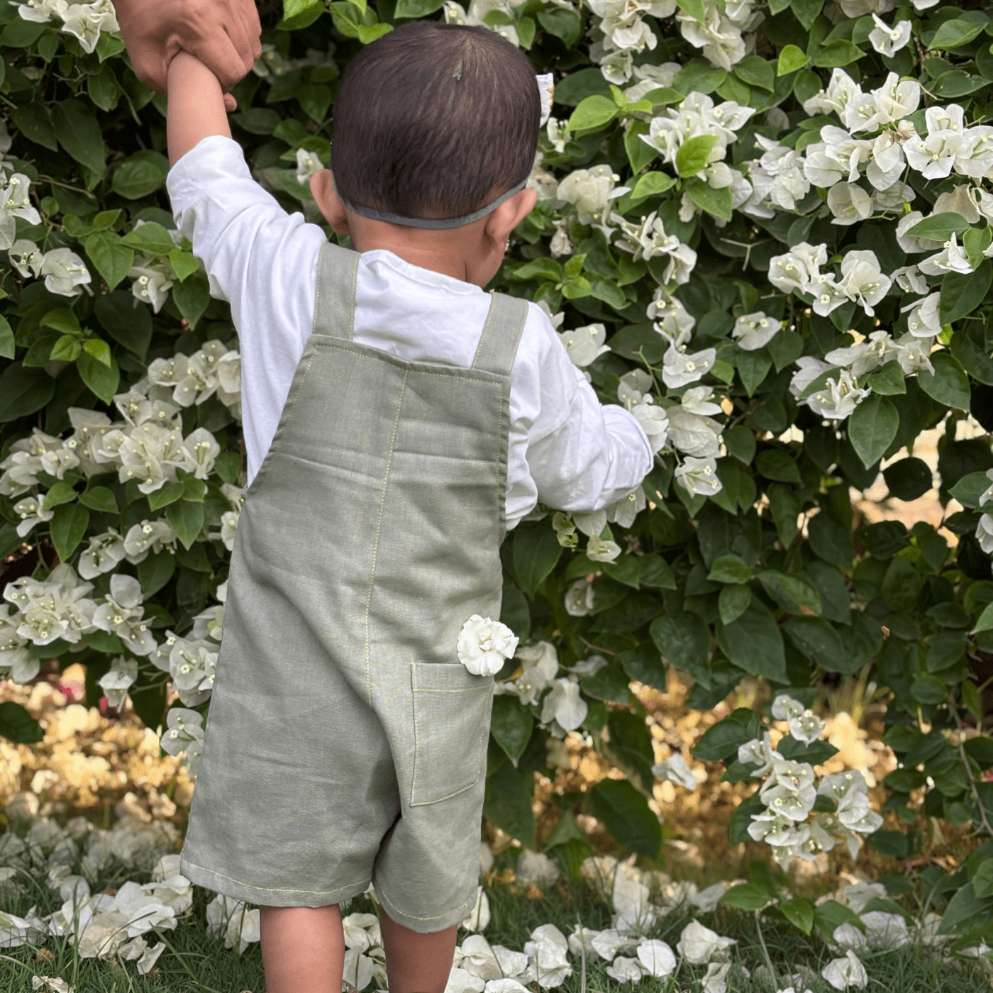 Zoey romper Pocketful of Play Linen Cotton Unisex Dungaree (Sage Green)
