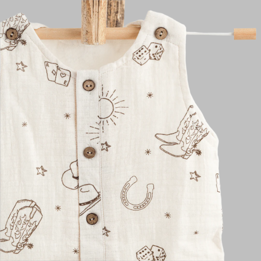 Zoey romper Wild Wild West Double Layer Muslin Romper/Jumpsuit/Onesie