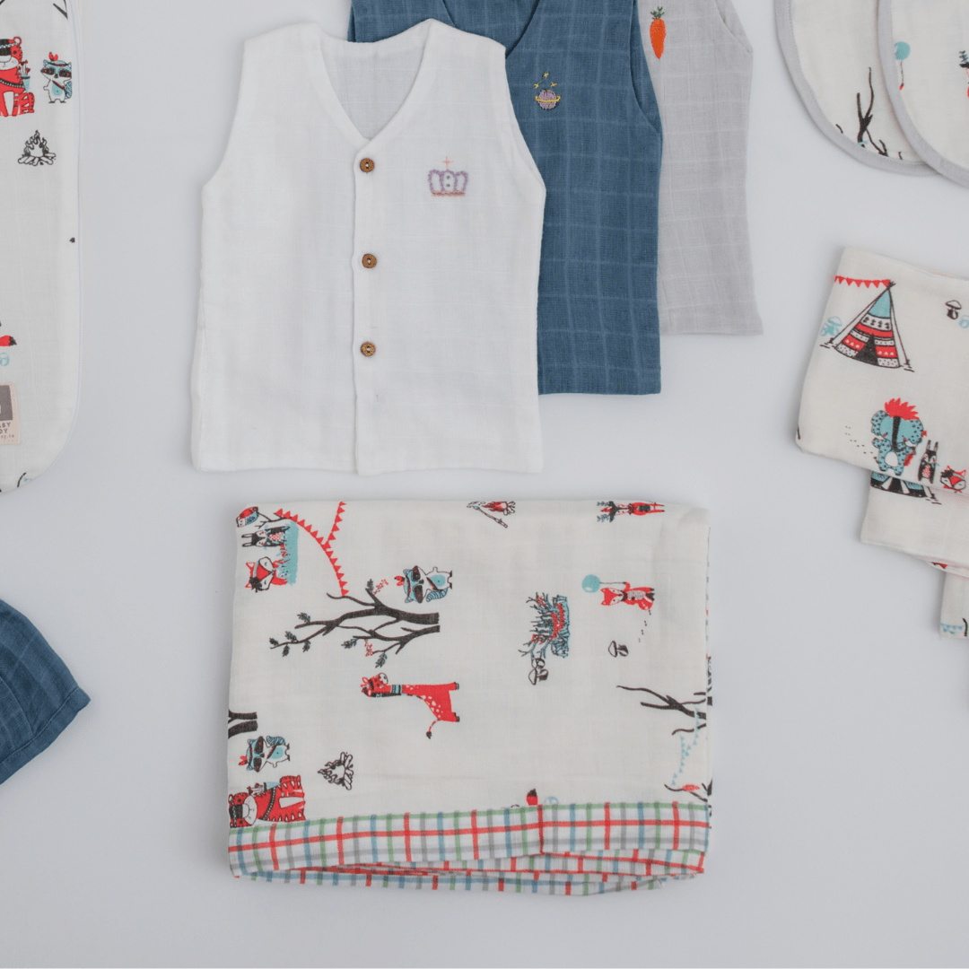 Zoey save on combos Hospital Bag Must Haves - Bohemian Theme (total 16 Muslin Items)