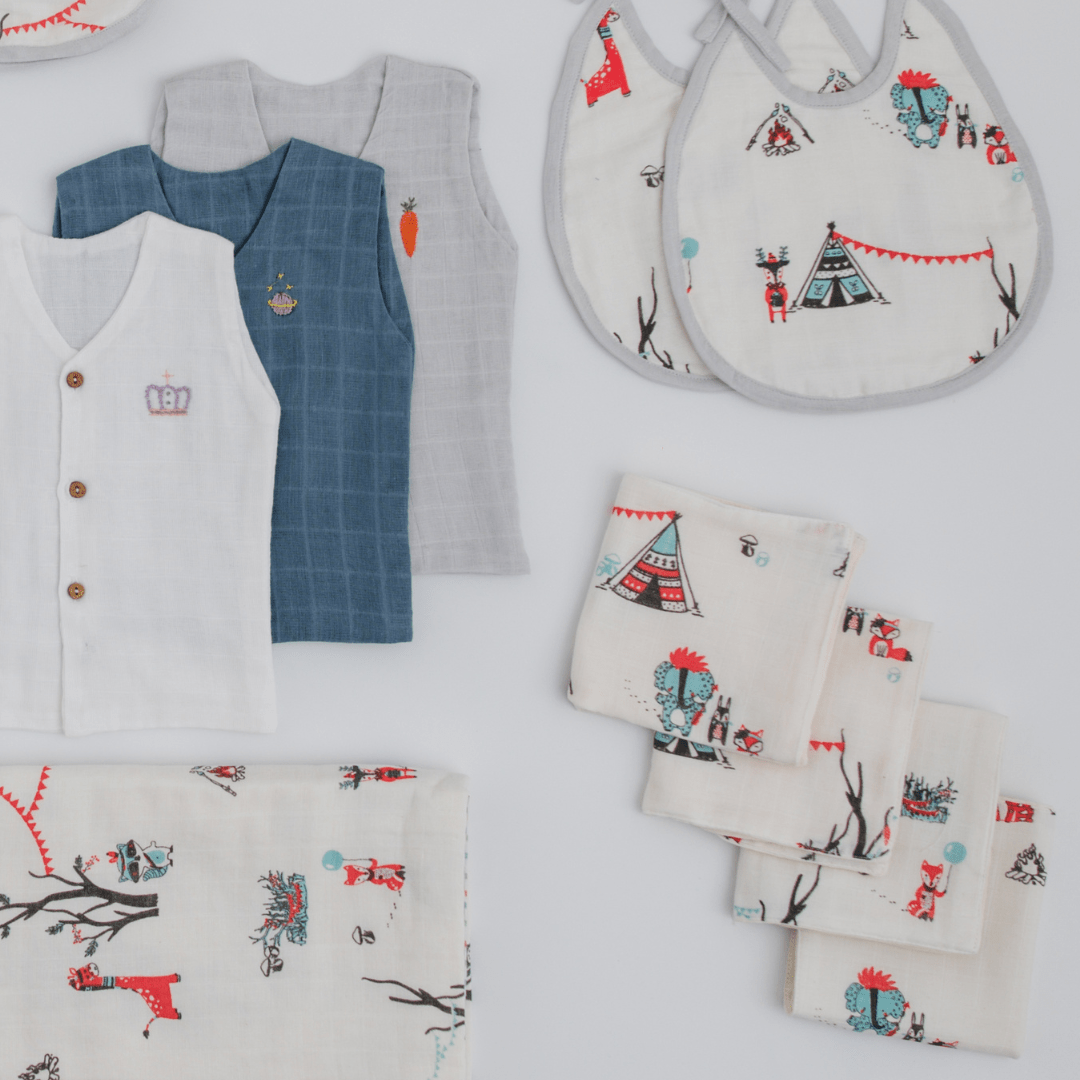 Zoey save on combos Hospital Bag Must Haves - Bohemian Theme (total 16 Muslin Items)