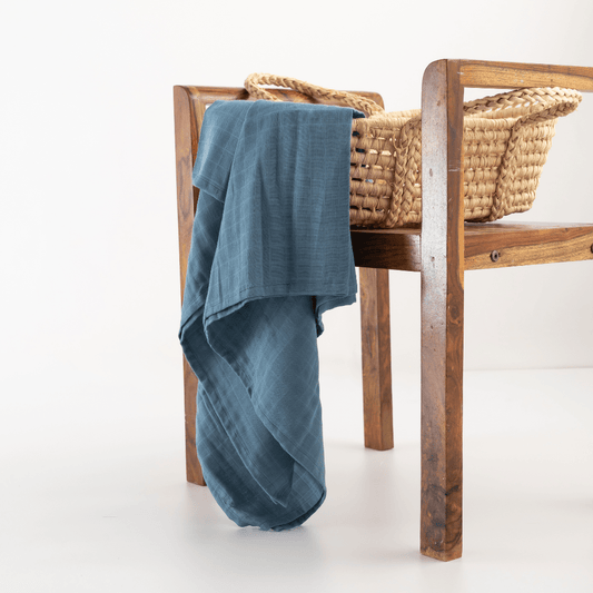 Zoey Swaddle Blue Jay Organic Muslin Swaddle