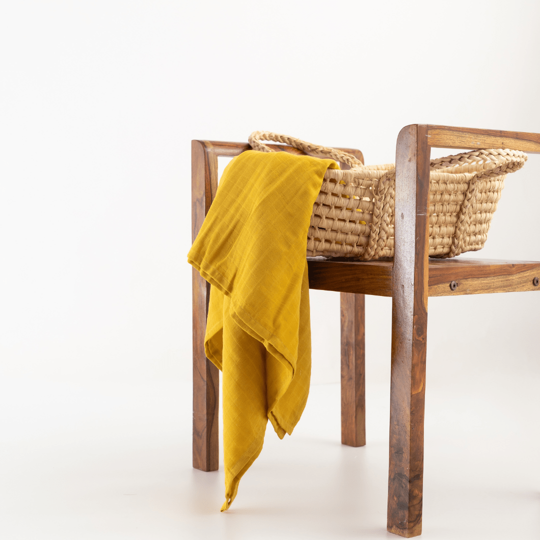 Zoey Swaddle Zoey Organic Muslin Swaddle + Comforter Combo (Mustard Colour)