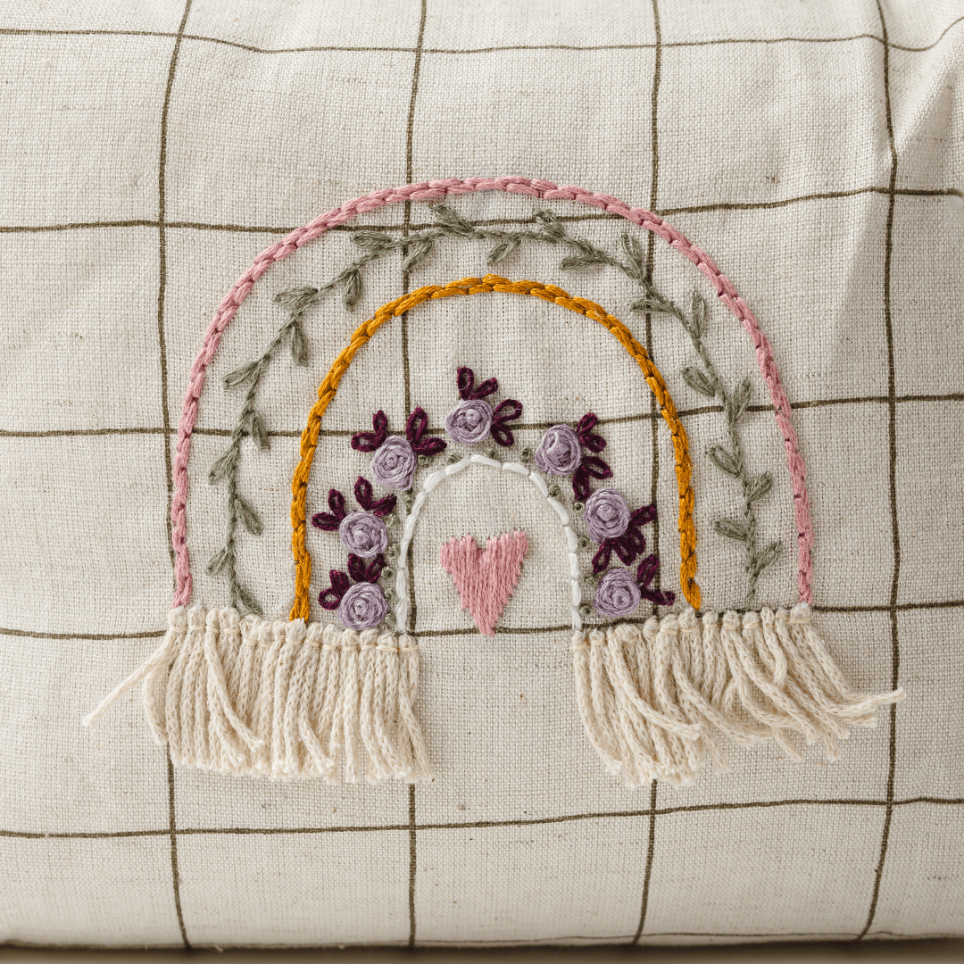 Zoey travel pouch Hand Embroidered Rainbow Cotton Pouch